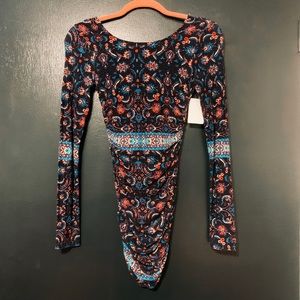 Gypsy 05 Longsleeve Floral Ruched Dress XS NWT